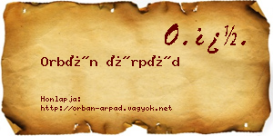 Orbán Árpád névjegykártya